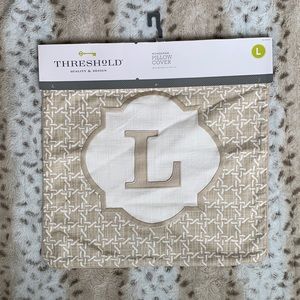 Monogram Pillow Cover “L” Beige Home decor new with tags